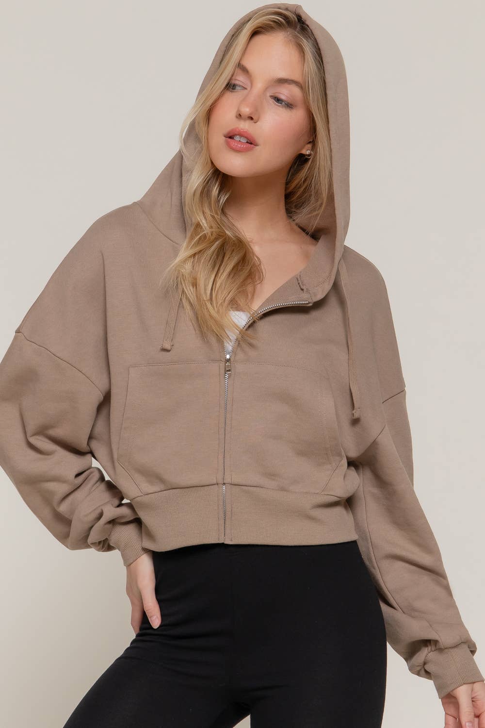 Active Basic | Active USA - Vente Sweat à capuche – femme - Veste à capuche zippée manches longues en French Terry19