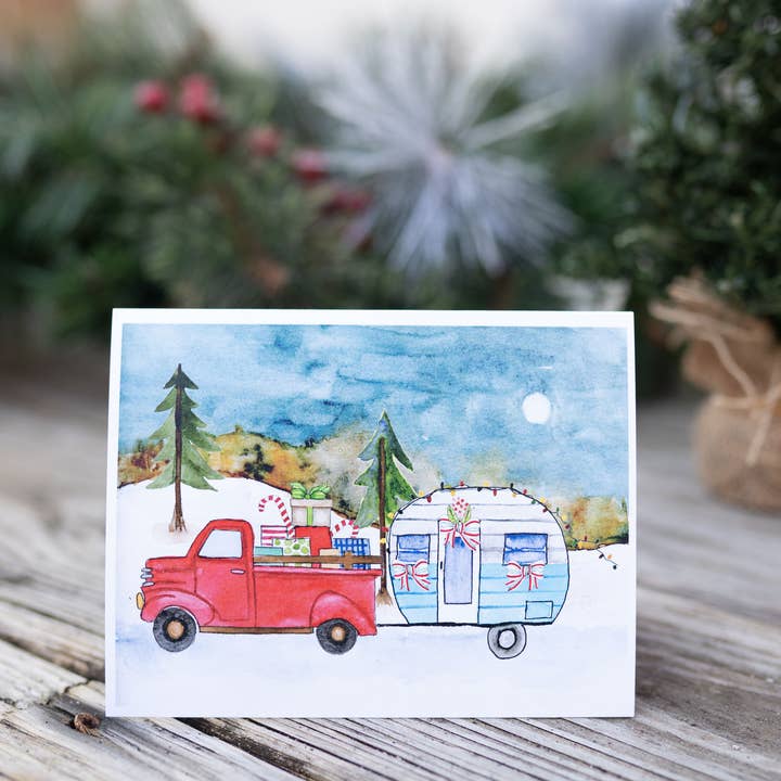 RV JAMBOREE CARD - larme de camion rouge pour la vente par Watercolor Whimsy