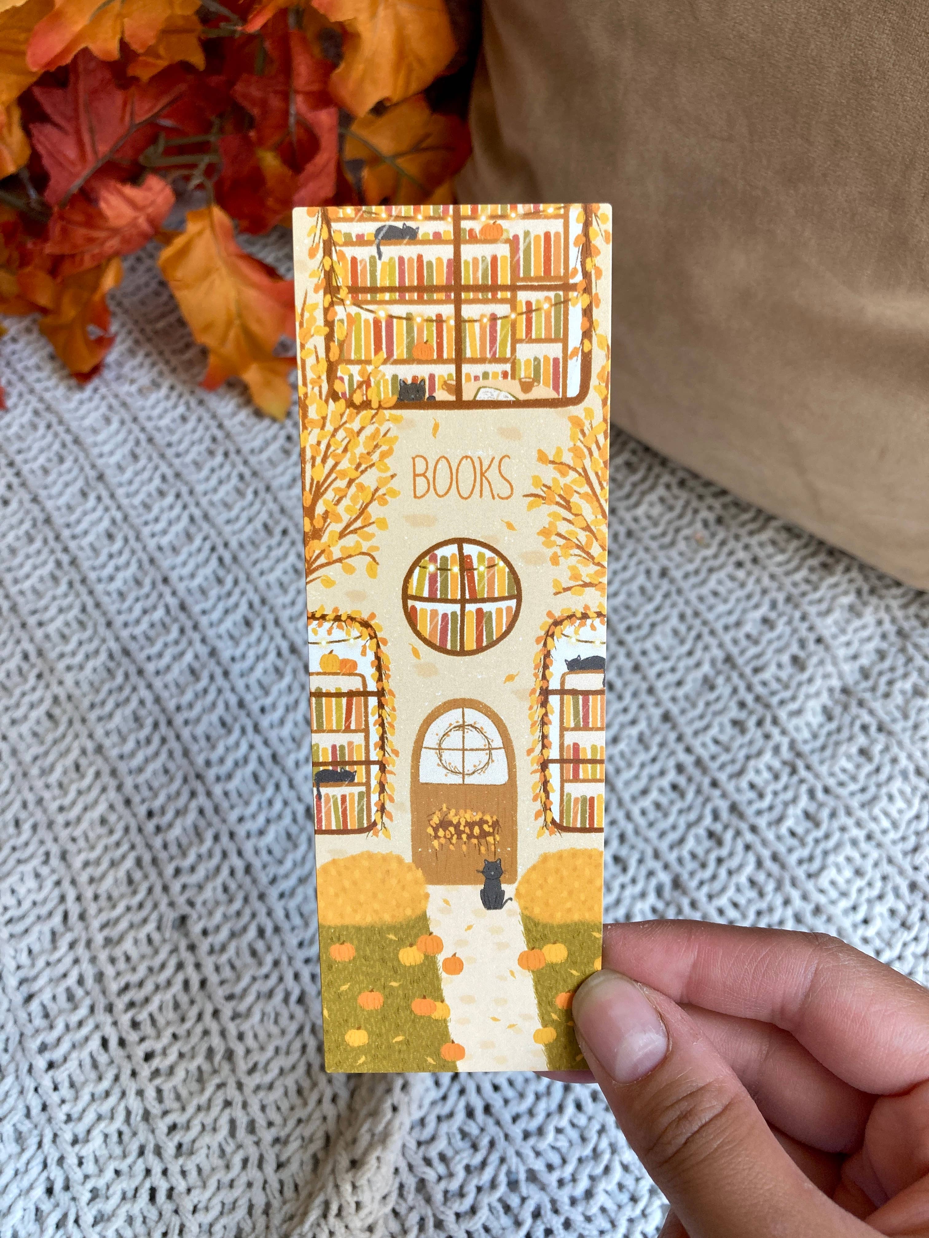 Tales and Pages Shop - Wholesale Bookmark - Fall Bookstore Bookmark with Cats2