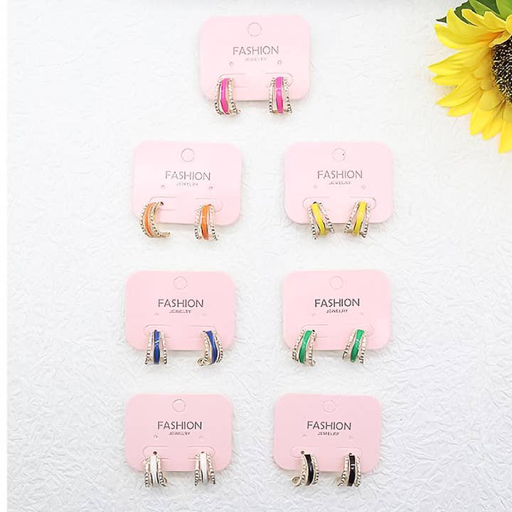 Diacly - Wholesale Stud/Post Earrings - 12pk Ear Hug Rhinestone Stud earrings1