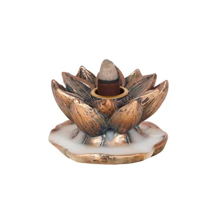 Green Tree - Wholesale Incense Holder - Bronze Lotus Backflow Incense Burner