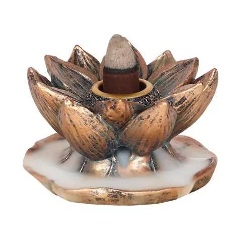 Green Tree - Wholesale Incense Holder - Bronze Lotus Backflow Incense Burner0