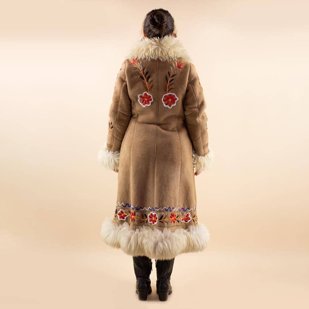 Moonrise - Vente Manteau en fourrure/fausse fourrure – femme - Manteau afghan Zarina broderie marron2