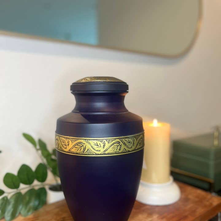 Plutus imports - Wholesale Urn - Leaves Metallic Finish Large Adult Cremation Urn2
