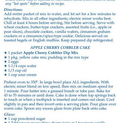 Country Home Creations - Wholesale Dip - Apple Cherry Cobbler Dip Mix2