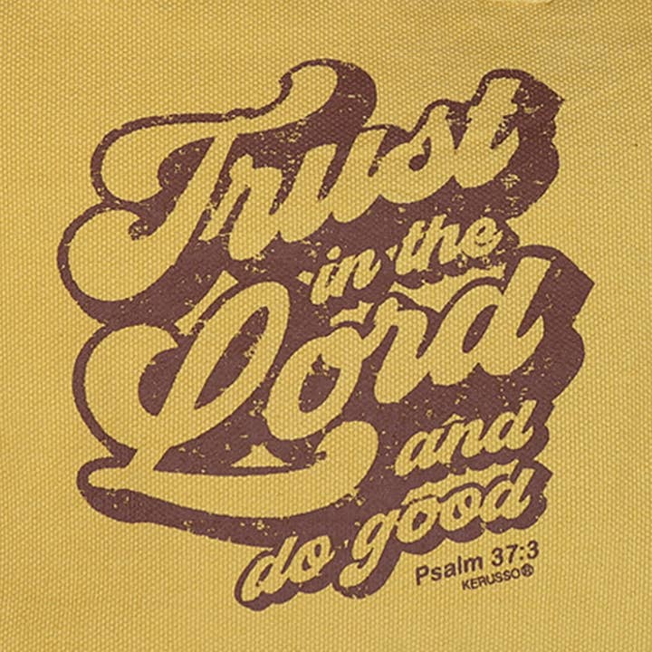 Yellow grace & truth Tote Bag Trust In The Lord for wholesale on Faire