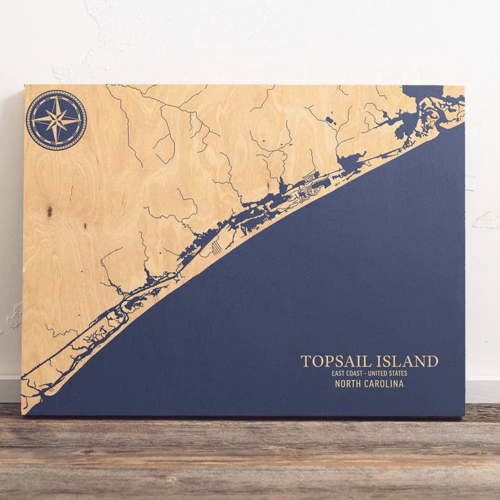Topsail Island, North Carolina U.S. Coastal Map for wholesale by Benoit's Design Co.