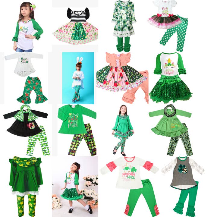 50 stk. parti NWT St. Patrick's outfits & skjorter engros bulk for engroshandel hos Angeline Kids