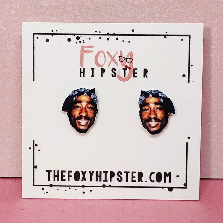 The Foxy Hipster - Wholesale Stud/Post Earrings - Tupac Stud Earrings0