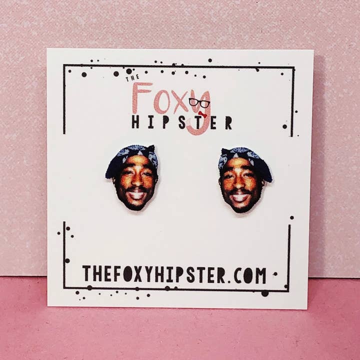 The Foxy Hipster - Wholesale Stud/Post Earrings - Tupac Stud Earrings