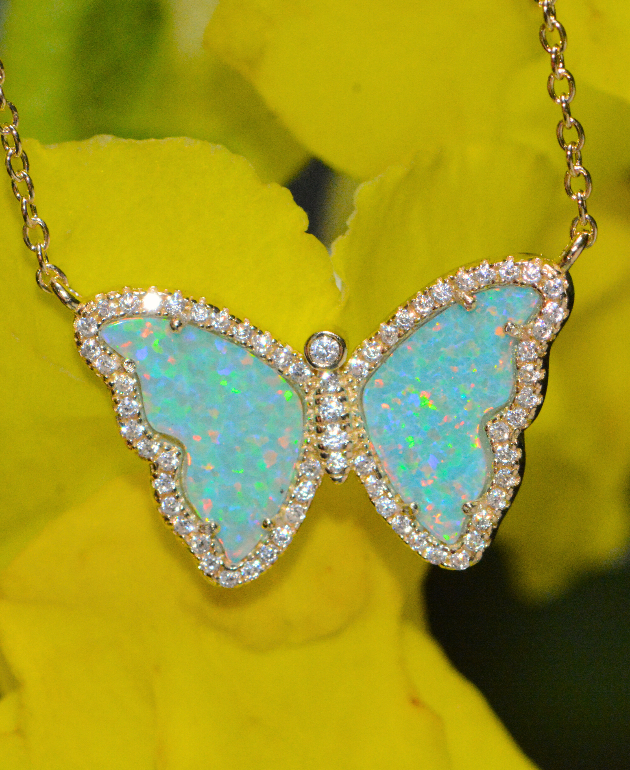 Kamaria Jewelry - Wholesale Pendant/Charm Necklace - Opal Butterfly Necklace With Crystals17