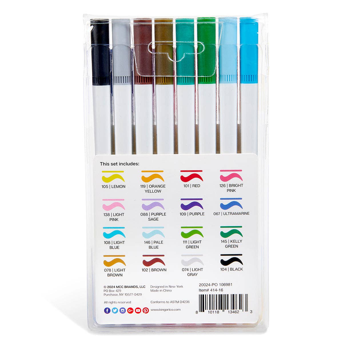 KINGART – wholesale Marker – Twin-Tip™ Brush & Fine Coloring Markers 16 Colors3