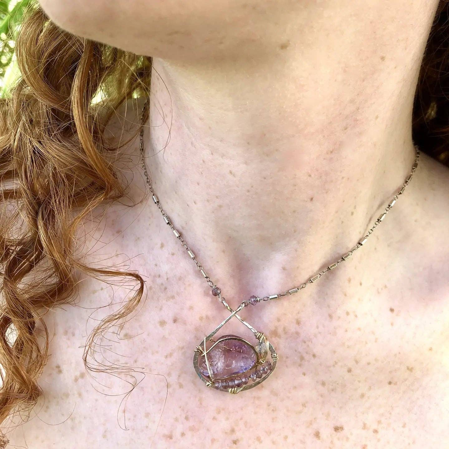 Art by any Means Jewelry - Wholesale Pendant/Charm Necklace - Raw Amethyst Necklace 78390N1