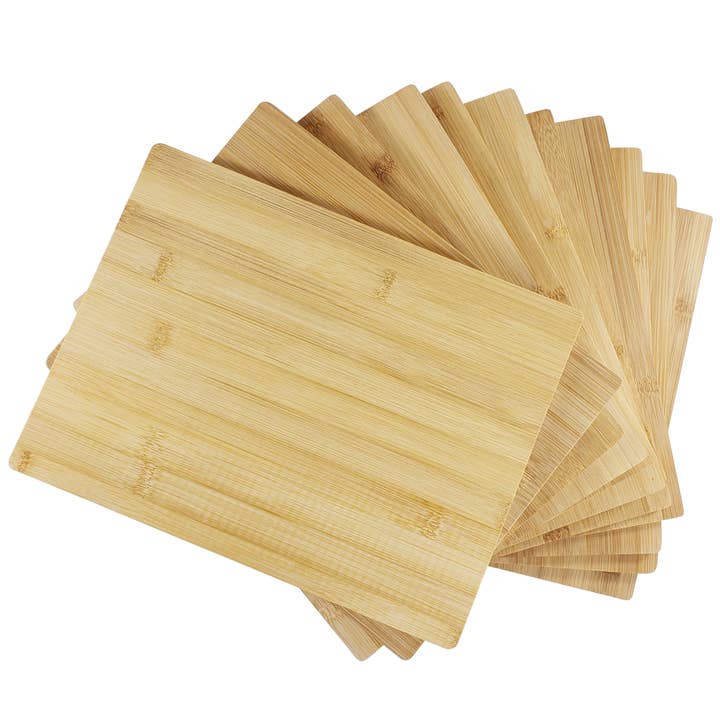 INVISION - Wholesale Cutting Board - 12pc Bulk 12X9" Rectangular Bamboo Serving Cutting Board Set