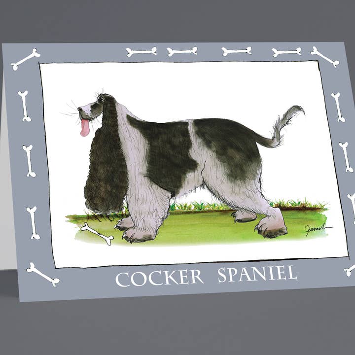 Cocker Spaniel greeting cards (pack of 6) for wholesale by Tony Fernandes Design