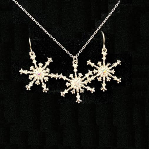 Set di collana natalizia con fiocco di neve AB in cristallo argentato FR4436 per la vendita all'ingrosso da parte di 0011 PREMIERE