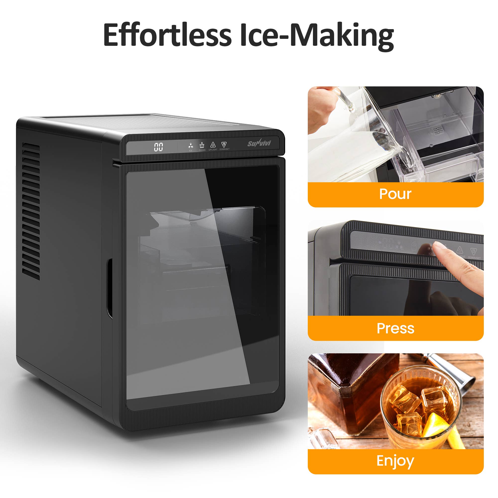 Heynemo - Wholesale Kitchen Appliance - Clear Ice Maker for Home – Compact Countertop Ice Machine3