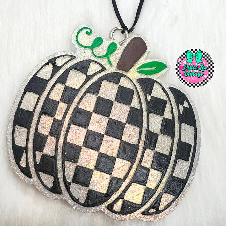 Checkered Pumpkin Freshie for wholesale by Pistol Lee Vintage