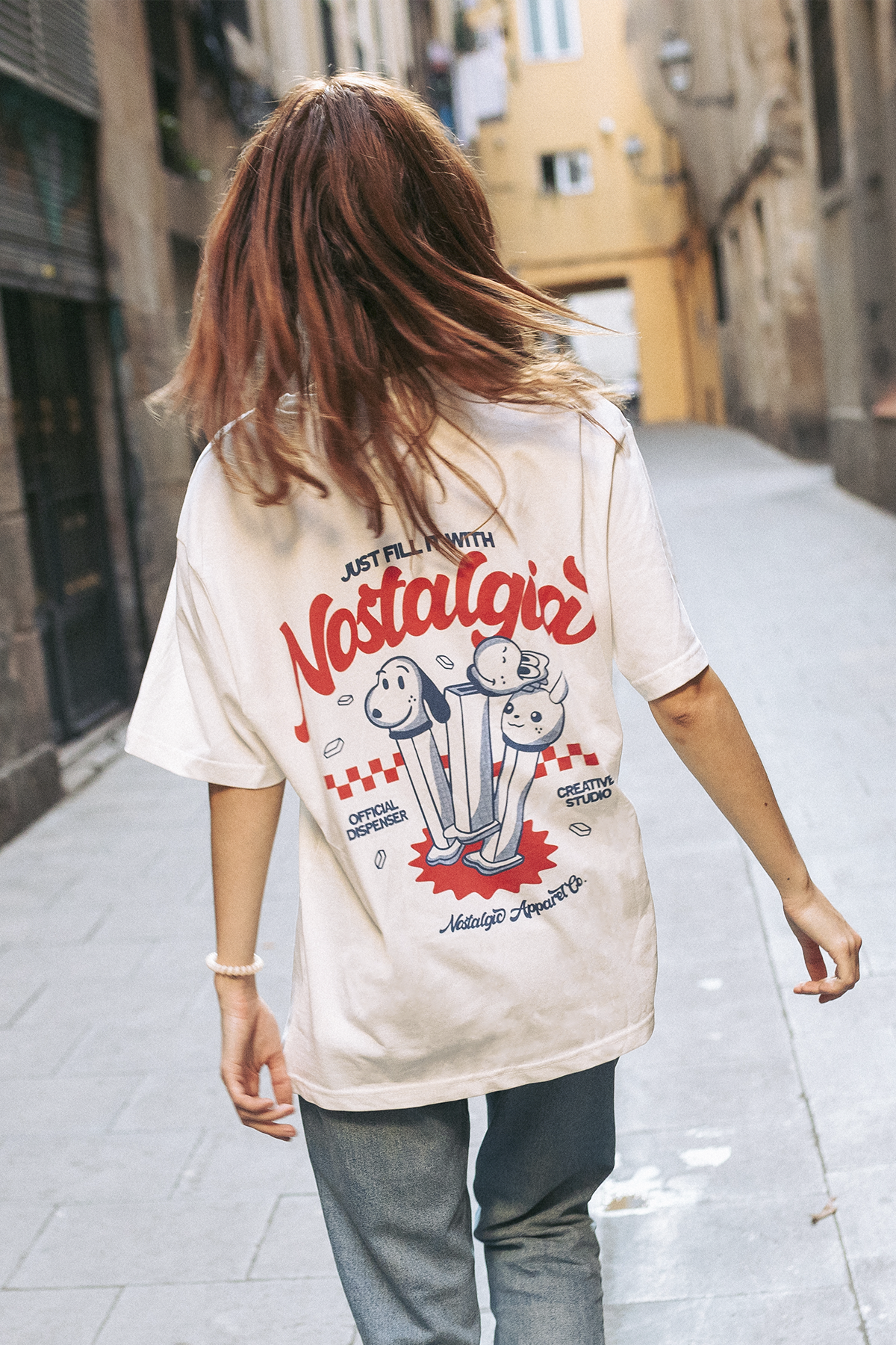 Nostalgic Apparel - Wholesale Screen Printed T-Shirt - Unisex - Fill it with Nostalgia | OffWhite Tee1