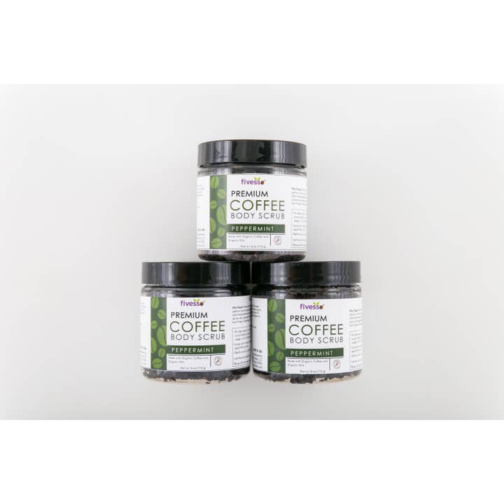 Fivesso - Organic Coffee Skincare - Wholesale Body Scrub/Exfoliant - Fivesso Mint Coffee Body Scrub3
