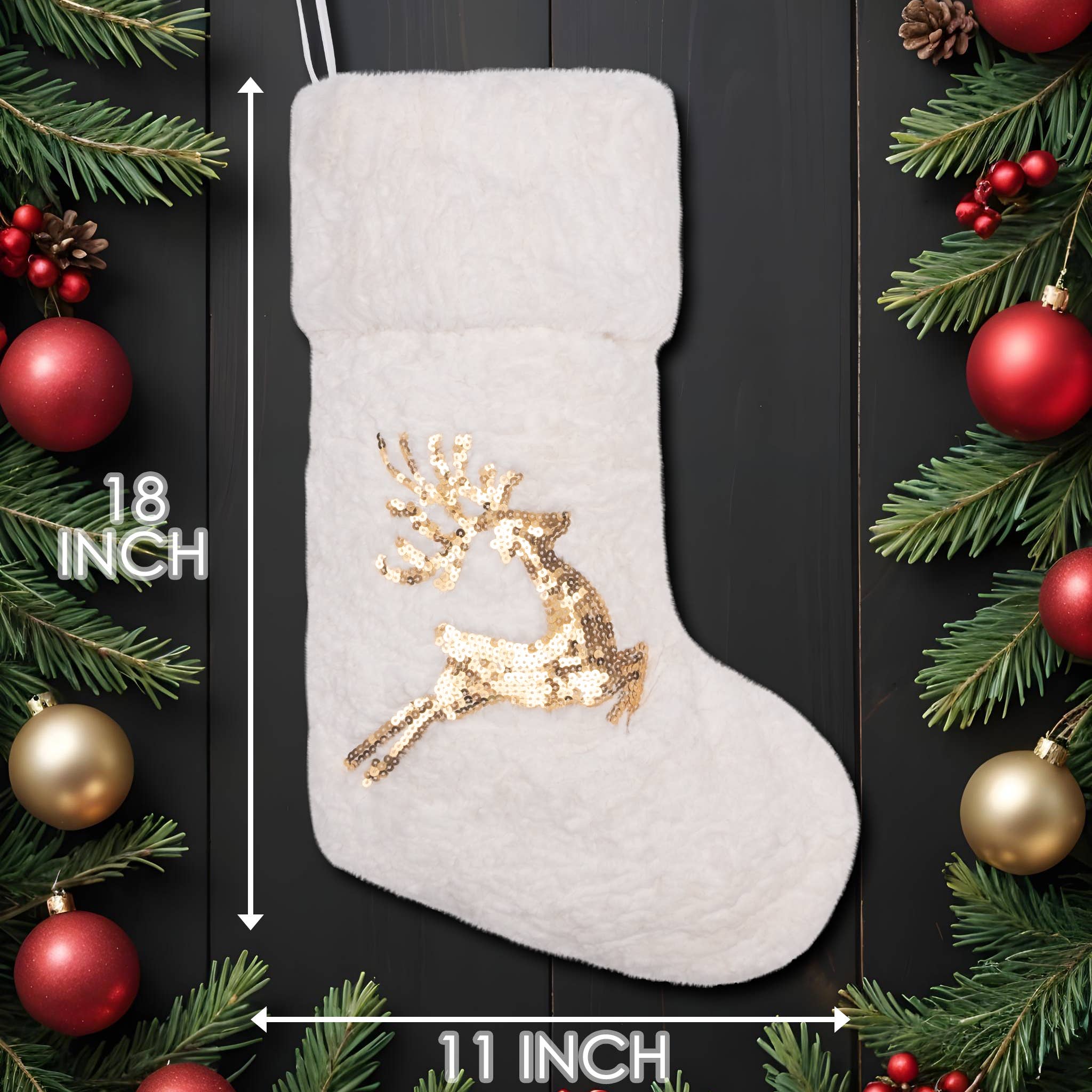 GEXWORLDWIDE - Wholesale Holiday Stocking - Luxurious Plush Gold Sequin Christmas Stockings7