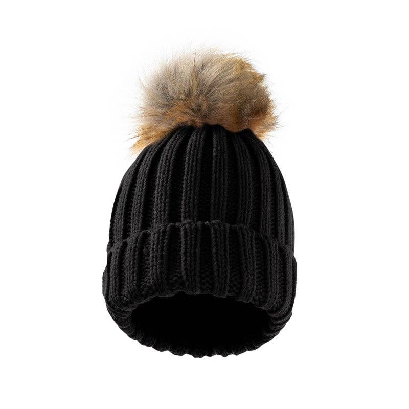 Sheer Trend - Wholesale Beanie - Women's - Solid Color Casual Fur Ball Warm Knit Hat Beanies5