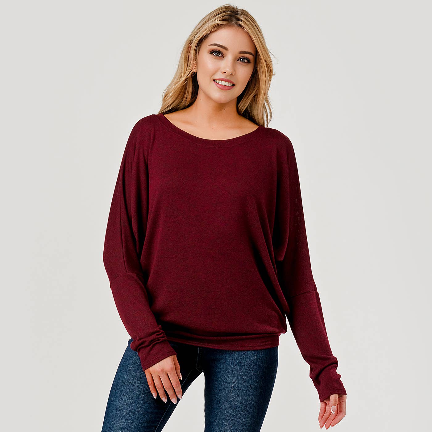 Heimious - Vente Haut en maille – femme - Haut en tricot Hacci à manches longues et col rond à manches Dolman, 27015