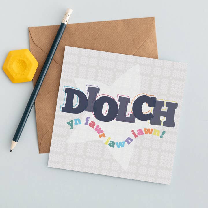 Bedankt kaart 'Diolch yn fawr iawn iawn!' voor wholesale door Draenog