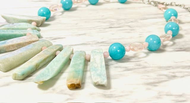Anita K By Blushing Pink - Wholesale Beaded/Pearl Necklace - Amazonite, Jade, RQ. Czech Bead Necklace3