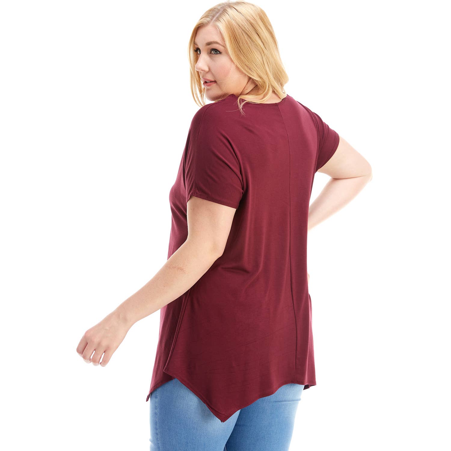 Azules Clothing - Wholesale Tunic - Women's - ATP-2307RSX Plus Size Asymmetric Short Sleeve Tunic25