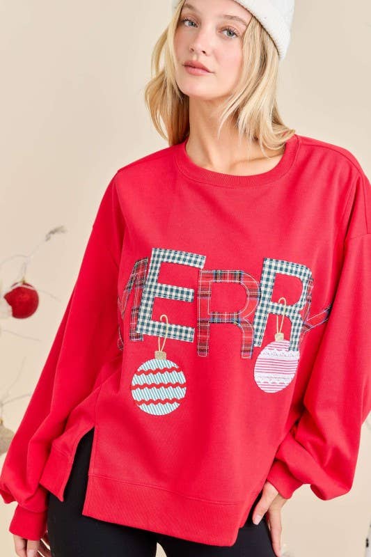 Red Merry Christmas Sweatshirt – Festive Holiday Pullover for wholesale on Faire3