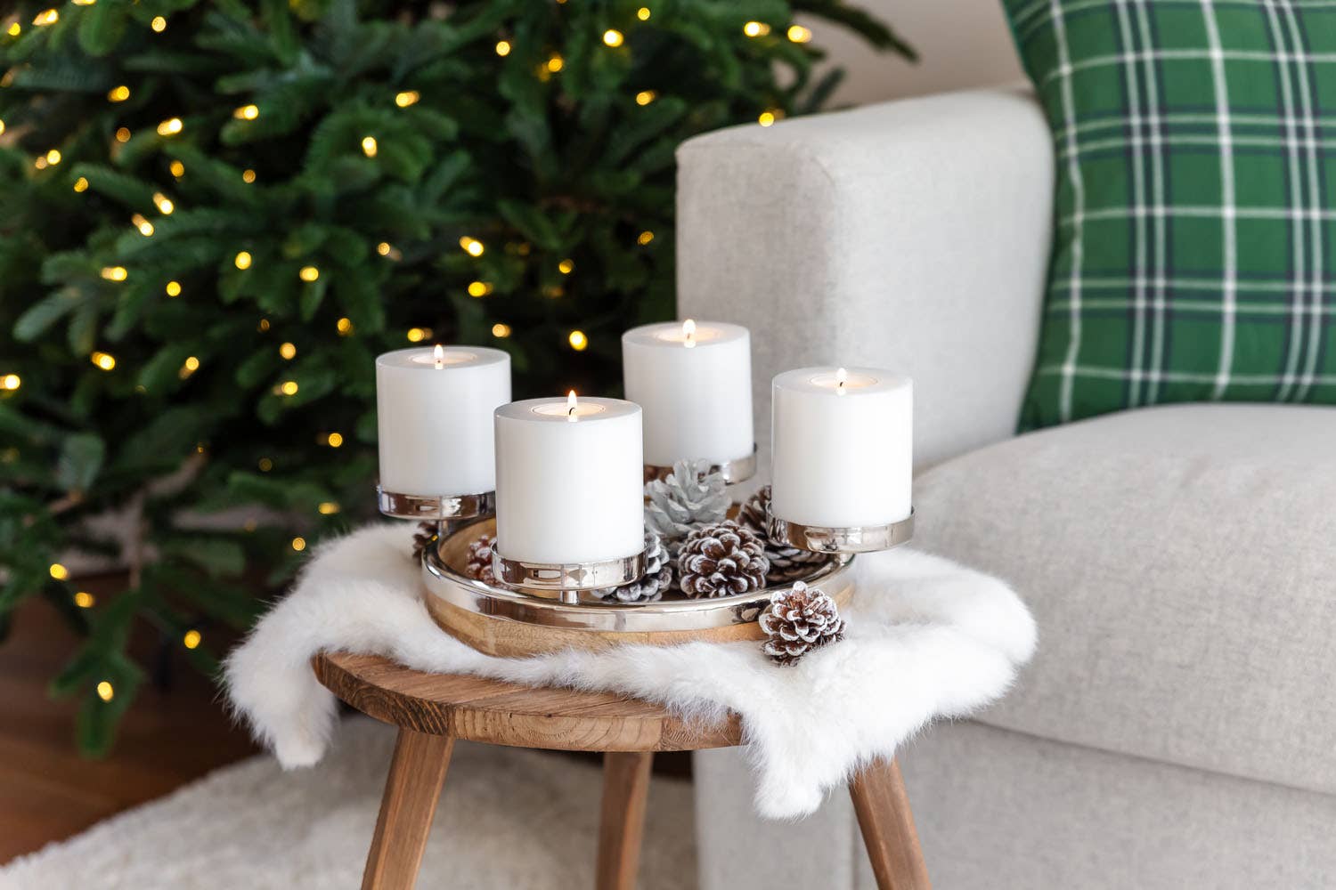 EDZARD - Wholesale Candle Holder - Advent wreath Jale (Ø 26 cm), mango wood and stainless steel2