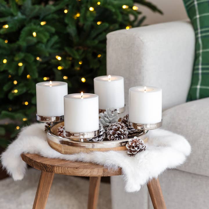 EDZARD - Wholesale Candle Holder - Advent wreath Jale (Ø 26 cm), mango wood and stainless steel2