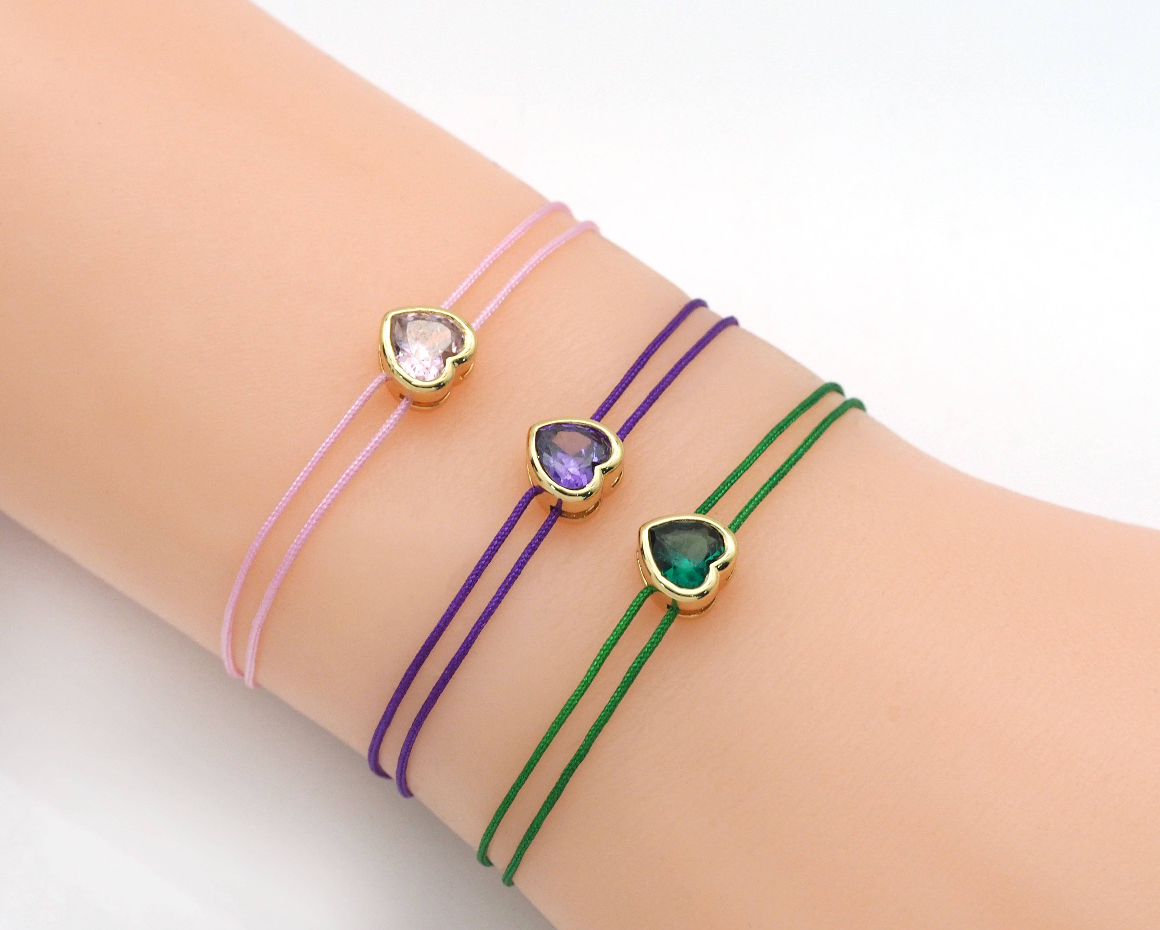 BestBeads&Beyond - Wholesale Charm/Dangle Bracelet - Pull Tie Colorful Wish Heart Bracelet, Sku#EF2262