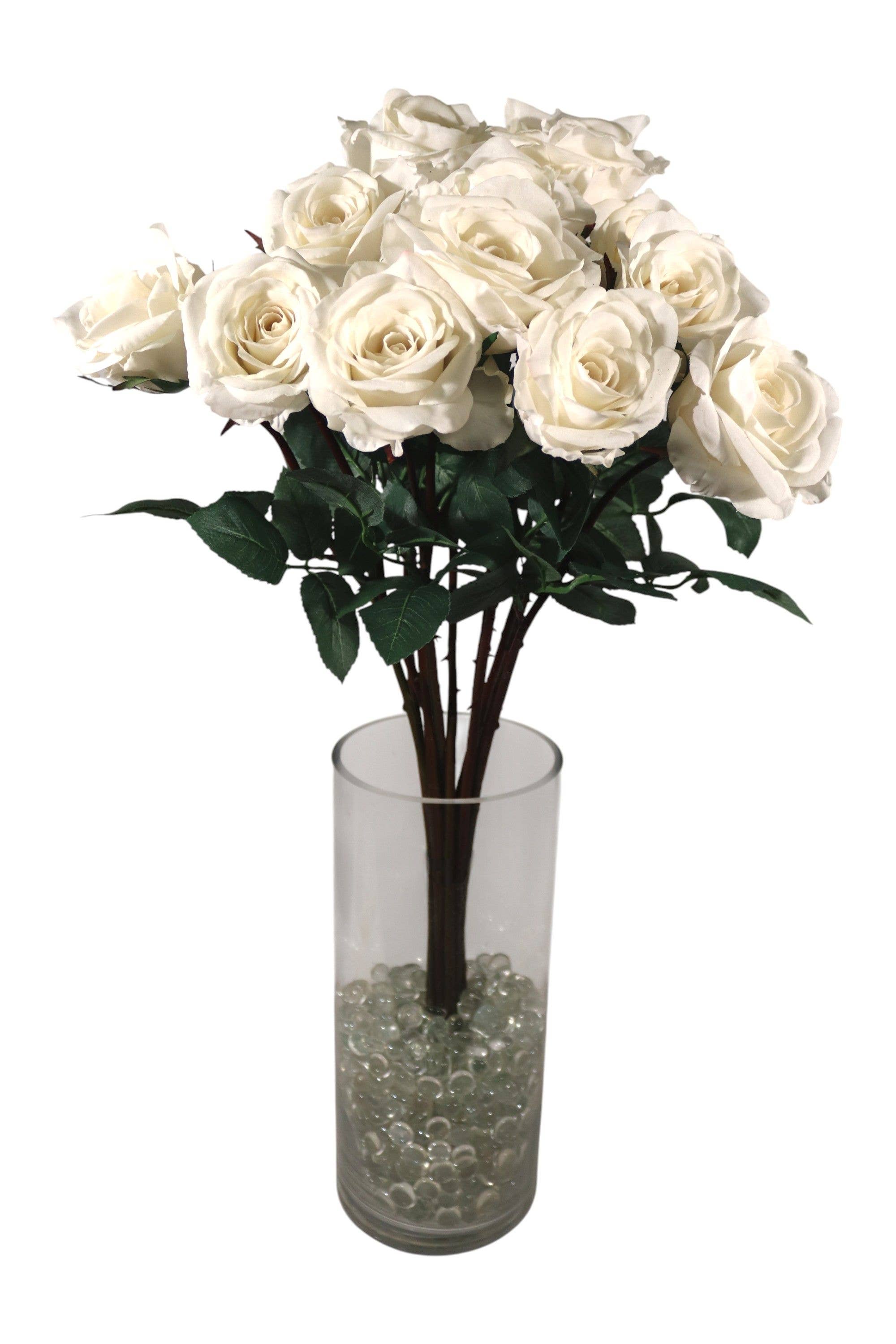 Larksilk - Wholesale Artificial flowers - 27" Real Touch Candle White Rose Artificial Flower2
