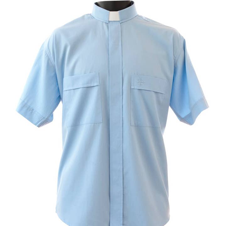 mds - Wholesale Button Down Shirt - Men's - 2400 Sky Blue SS Tab Shirt2