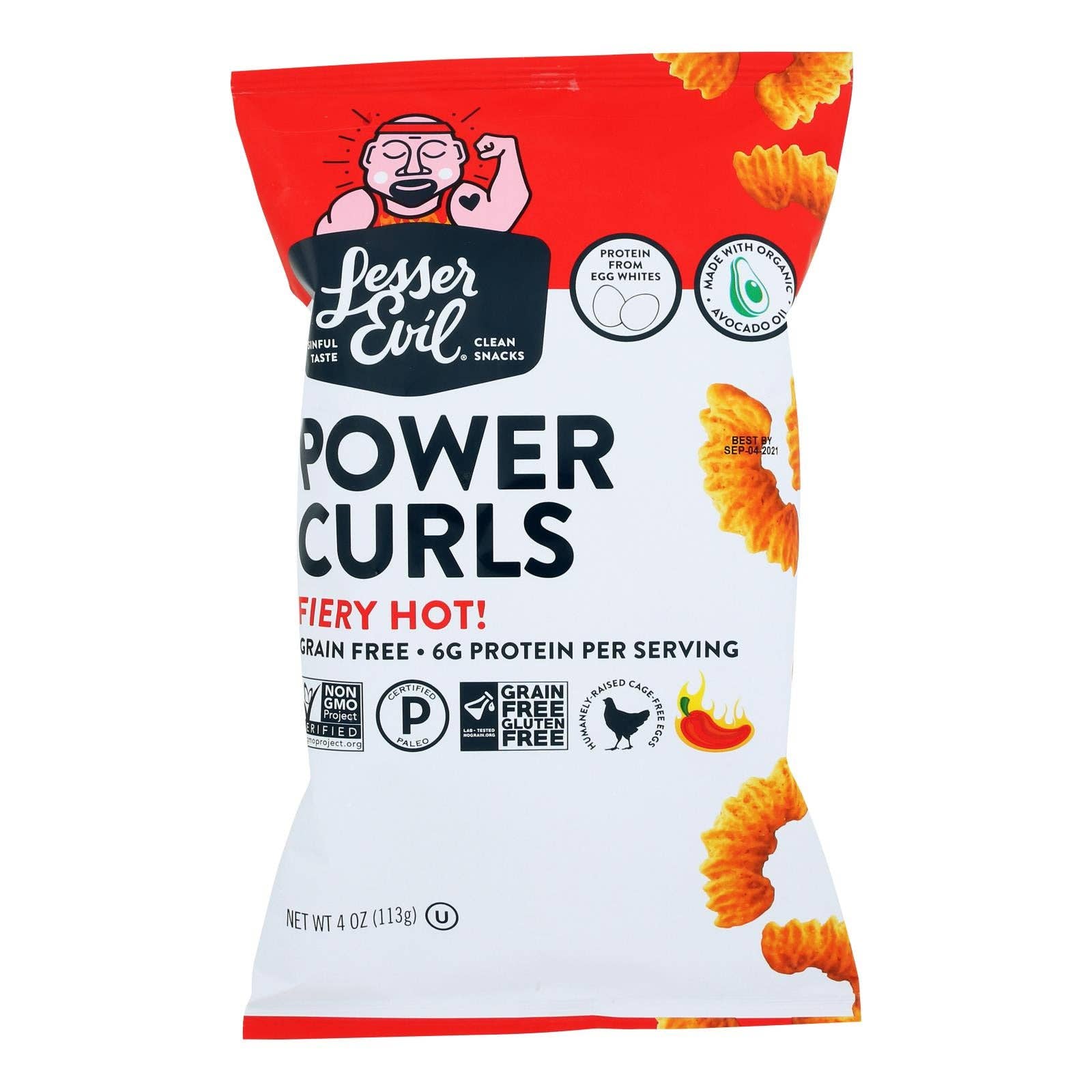 Ware Spark - Wholesale Puffed Snack - Lesser Evil - Power Curls Fiery Hot - Case Of 9-4 Oz0