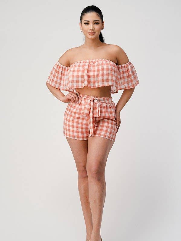 Ensemble 2 pièces haut et short tissés 5078SET pour la vente par SHOP17