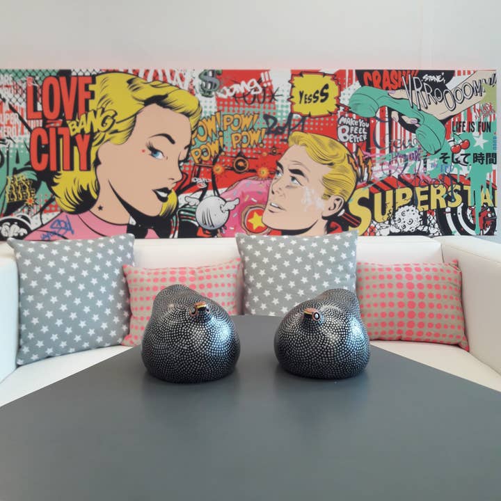 Dana Esteline – wholesale Decorative figurine – SILVER GUINEA FOWL - 100% handcrafted ceramics4