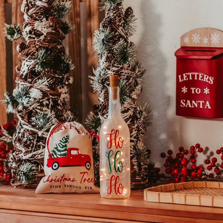 Firefly Home Designs - Wholesale Decorative tabletop object - Christmas Wine Bottle, Christmas 2024 Decor, Lamps, Gifts2