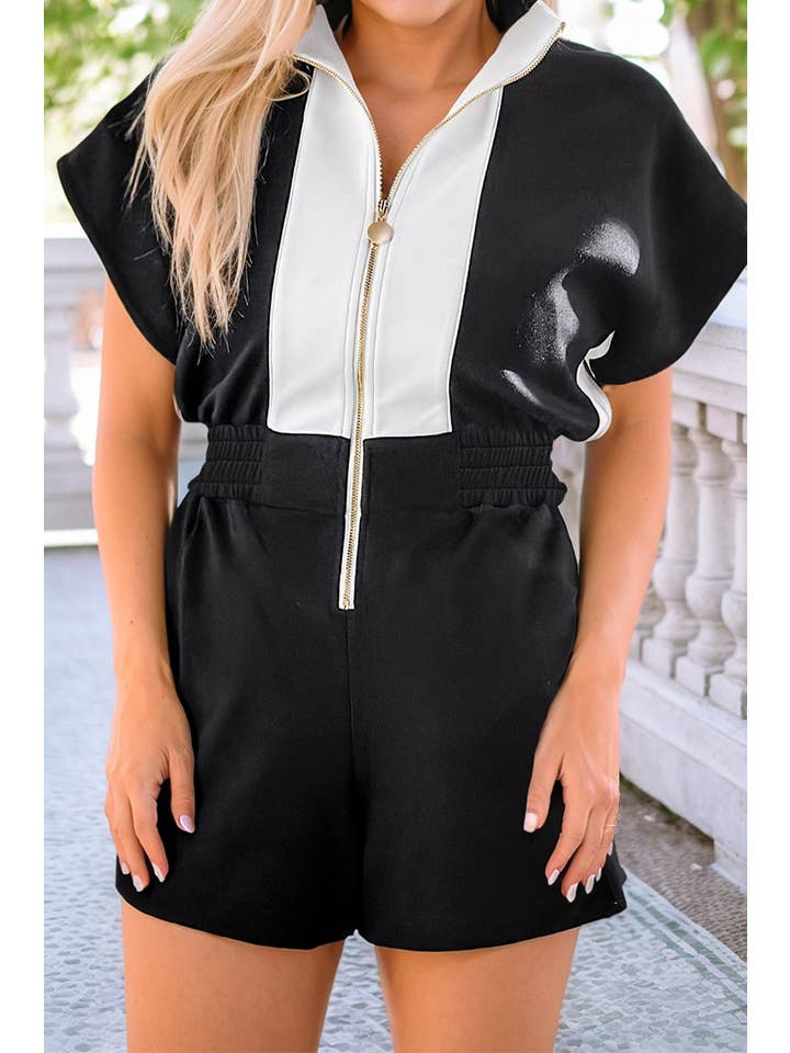 LDC Black Sand Poppy Romper for wholesale on Faire