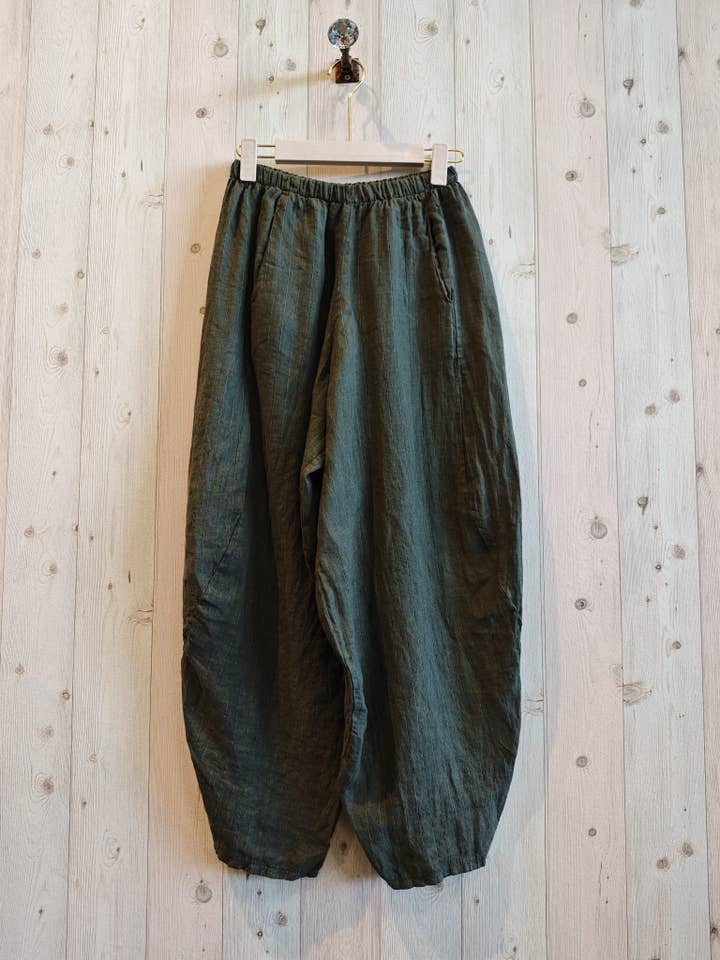 Linen & More - Wholesale Pants - Women's - REF 4148 STRIPED LINEN PANTS 100%