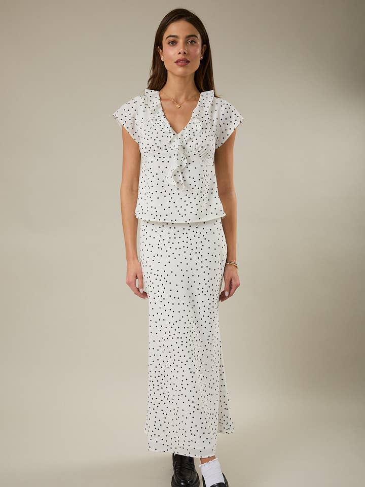 BIAS MAXI SKIRT IN POLKA DOT for wholesale by Sunday Edition