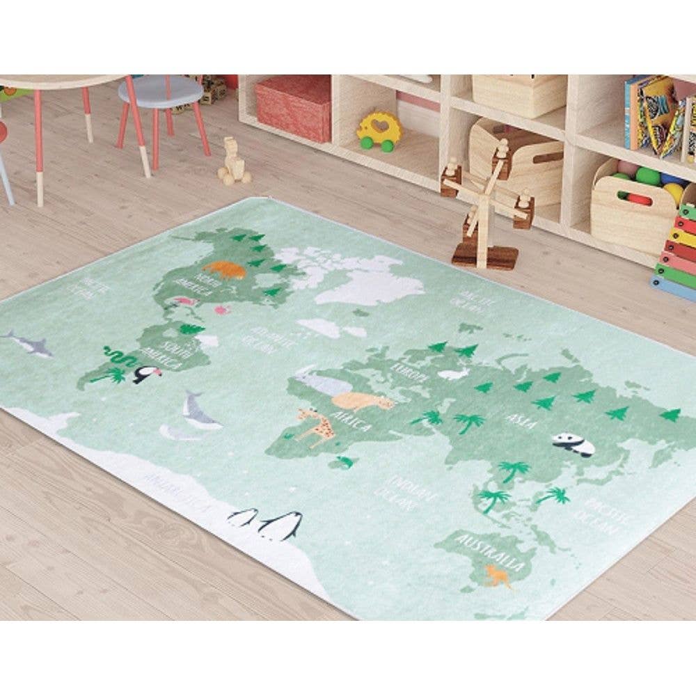Housse De Rêve - Wholesale Activity Gym - Kids & Baby - Children's room rug 100x160 cm Polyester Green World3