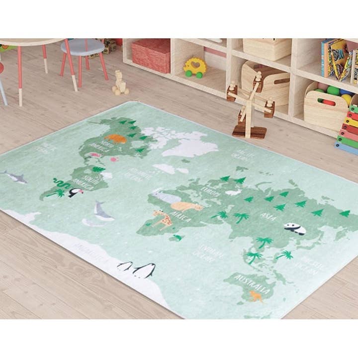 Housse De Rêve - Wholesale Activity Gym - Kids & Baby - Children's room rug 100x160 cm Polyester Green World3