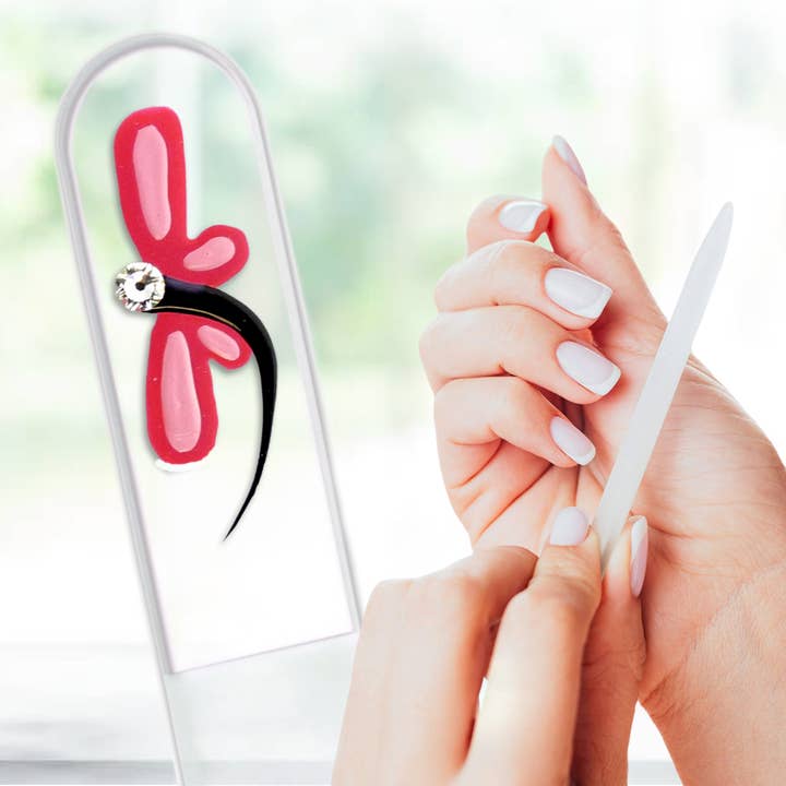 Øyenstikker Vinge Pink Swarovski Håndmalet Krystal Neglefil for engroshandel hos Classy Nail Files