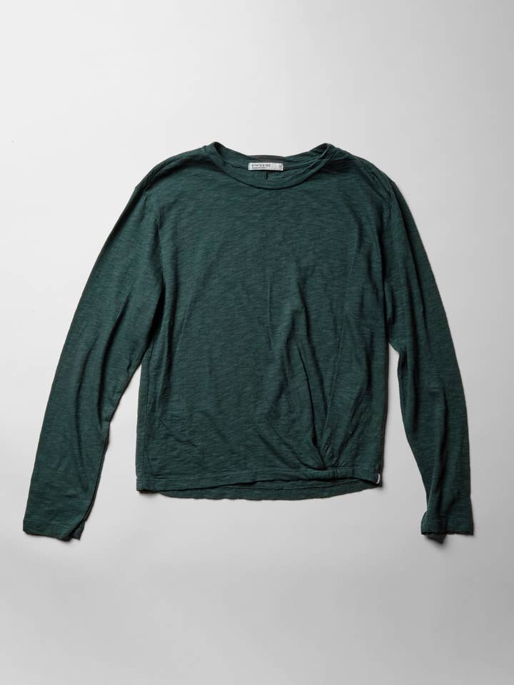 Supima Slub Jersey Long Sleeve Twist Tee in Everfall for wholesale by Stateside