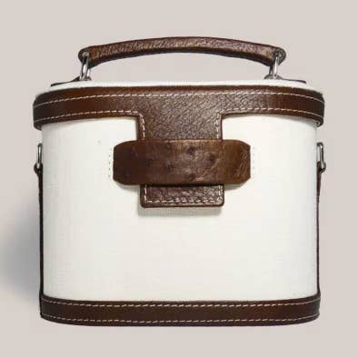 Bruine kaptafel van struisvogelleer en linnen voor wholesale door Nilau