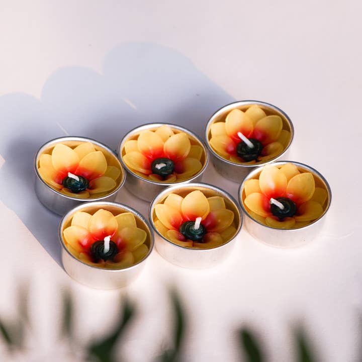 Handmade Sunflower Scented Tealights for wholesale by Hana Blossom