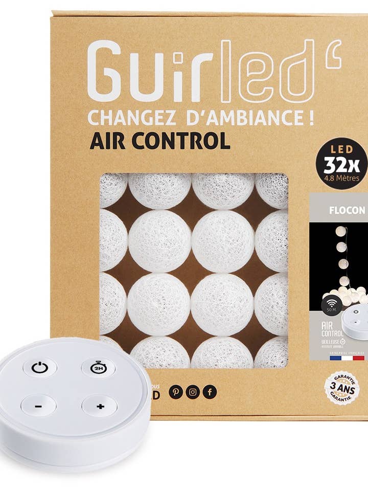 Remote Controlled Snowflake Light Garland Cotton Balls for wholesale by Guirled